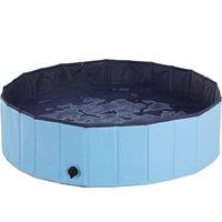 PawHut Pet Swimming Pool, Foldable, 120 cm Diameter-Blue Aosom UK