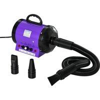 PawHut 2800W Dog Hair Dryer Pet Grooming Blaster Water Blower Dryer w/ 3 Nozzles, Purple Aosom UK
