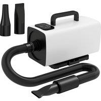 PawHut 2200W Dog Hair Dryer with Auto Adjustable Temperature & Airflow, 3 Nozzles, Digital Screen, for Dogs Cats, White