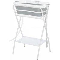 PawHut Dog Bath Tub, Portable Foldable Dog Bathtub with Stand, Drainage Hole, for Small Dogs Puppies Grey