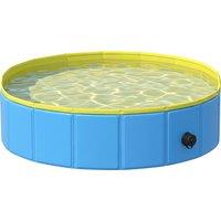 PawHut Foldable Dog Pool for Puppies and Ducks Dog Paddling Pool Bath Tub, Blue, 80 x 20 cm