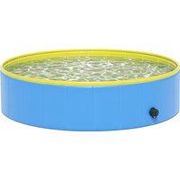 PawHut Foldable Dog Pool for Puppies and Ducks Dog Paddling Pool Bath Tub, Blue, 120 x 30cm
