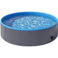 PawHut Foldable Dog Pool for Puppies and Ducks Dog Paddling Pool Bath Tub, Dark Grey, 120 x 30cm