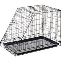 PawHut Dogs Metal Collapsible Large Transport Crate w/ Removeable Tray Black
