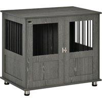 PawHut Pet Kennel End Table, Dog Crate Furniture for Small and Medium Dogs, Indoor Animal Cage with Magnetic Door, Grey Aosom UK