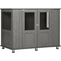 PawHut Dog Crate Furniture End Table, Pet Kennel for Extra Large Dogs with Magnetic Door Indoor Animal Cage, Grey, 116 x 60 x 87 cm