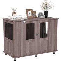 PawHut Dog Crate Table for Medium and Large Dogs with Magnetic Door for Indoor Use, 116 x 60 x 87 cm, Purple