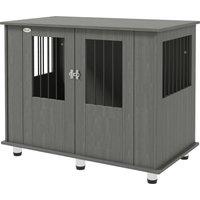 PawHut Indoor Dog Crate Furniture for Medium and Large Dogs, Magnetic Door, 100 x 55 x 80 cm, Grey Aosom UK