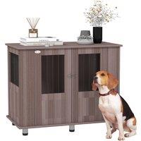 PawHut Dog Crate Table for Medium and Large Dogs with Magnetic Door for Indoor Use, 95 x 55 x 75 cm, Purple