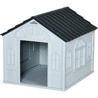 PawHut Plastic Weatherproof Dog House, Grey