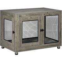 PawHut Two-In-One Dog Cage & Side Table, with Two Doors, Cushion, for Large Dogs Aosom UK