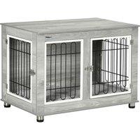 PawHut Dog Crate Furniture Side End Table w/ Soft Washable Cushion, Indoor Dog Kennel with Wire Mesh, Large Top, for Medium and Large Dogs Aosom UK