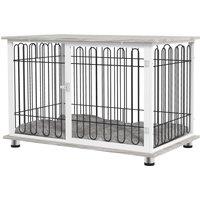 PawHut Indoor Dog Crate Furniture, Side End Table, with Soft Washable Cushion, Lockable Doors, for Big Dogs