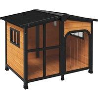 PawHut Wooden Dog Kennel with Removable Floor, Asphalt and Openable Roof, Giant Window for Large Dogs, Yellow