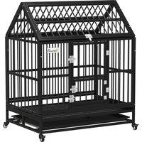 PawHut 43 Heavy Duty Dog Crate on Wheels, with Removable Tray, Openable Top