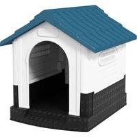 PawHut Plastic Dog Kennel with Windows, for Garden Patio, Miniature and Small Dogs, 80 x 69 x 76cm - Blue Aosom UK