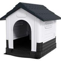 PawHut Plastic Dog Kennel with Windows, for Garden Patio, Medium and Large Dogs, 101 x 88 x 99cm - Grey Aosom UK
