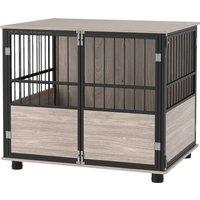 PawHut XL Dog Crate Dog Cage End Table Indoor with 3 Doors Soft Washable Cushion, for Large Sized Dogs, 80cm Aosom UK