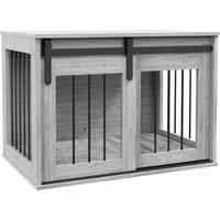 PawHut 80cm Dog Crate Furniture with Removable Cushion for Large Dogs- Grey Aosom UK