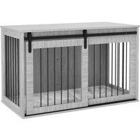 PawHut 46.46'' Dog Crate Furniture with Removable Cushion & Security Latch for Extra Large Dogs - Grey Aosom UK