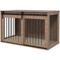 PawHut 46.46'' Dog Crate Furniture with Removable Cushion & Security Latch for XL Dogs, Brown