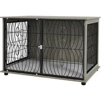 PawHut 46.46'' Indoor Dog Crate Furniture End Table w/ Plush Washable Cushion, Lockable Door, for Extra Large Size Dogs Aosom UK