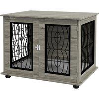 PawHut 29.5" Indoor Dog Crate Furniture End Table with Soft Washable Cushion, Lockable Front Door, for Medium Dogs