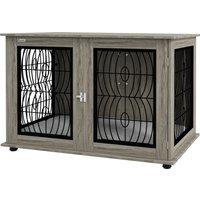 PawHut 46.46'' Indoor Dog Crate Furniture End Table with Soft Washable Cushion, Lockable Front Door, for Extra Large Dogs Aosom UK