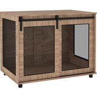 PawHut Dog Crate Furniture with Sliding Door for Large Dogs, 98 x 60 x 78cm, Walnut Brown