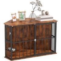 PawHut Dog Crate Furniture , Corner Dog Cage with 2 Bowls & Lockable Doors, for Small/Medium Dogs, Rustic Brown Aosom UK