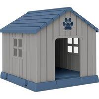 PawHut Dog Kennel Outdoor for Medium Dogs, Waterproof Plastic Dog House for Garden, Patio, 85 x 79 x 82 cm, Grey