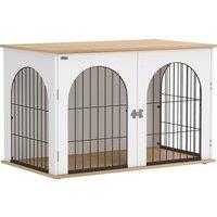 PawHut Dog Crate Furniture, Indoor Dog Cage with Double Doors for Large Breeds, Pet Kennel End Side Table