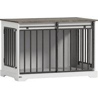 PawHut 100 cm Large Dog Crate Furniture with Sliding Barn Door for Large Dogs, White