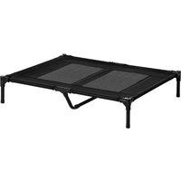 PawHut Large Elevated Dog Bed Cat Elevated Lifted Cooling Portable Camping Basket Outdoor Indoor Mesh Pet Cot Metal Frame, Black Aosom UK