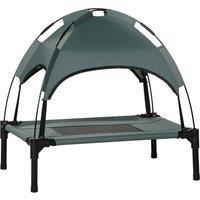 PawHut Elevated Pet Bed: Waterproof Mesh Cot with UV Canopy for Small Dogs, 61 x 46 x 62cm, Grey Aosom UK