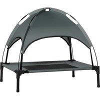 PawHut Elevated Dog Bed: Waterproof Pet Cot with Breathable Mesh & UV Canopy for Medium Dogs - Grey Aosom UK