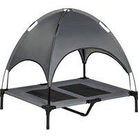 PawHut Elevated Dog Bed, Waterproof Pet Cot with Breathable Mesh & UV Protection Canopy, Grey, for Small & Medium Dogs, 92x76x90cm Aosom UK