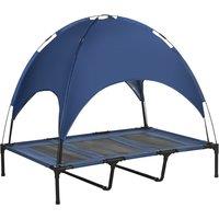 PawHut Elevated Pet Retreat: Waterproof Mesh Cot with UV Canopy for XL Dogs, 122 x 92 x 108 cm, Azure Blue Aosom UK