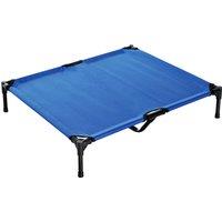 PawHut Raised Dog Bed Cat Elevated Lifted Portable Camping w/ Metal Frame for Large Dogs, Blue Aosom UK