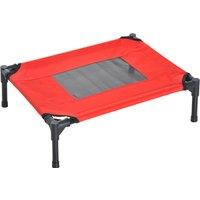 PawHut Elevated Pet Bed Portable Camping Raised Dog Bed w/ Metal Frame Black and Red (Small) Aosom UK