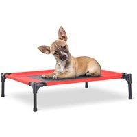 PawHut Elevated Dog Bed, Portable Camping Pet Cot with Metal Frame, for Medium Dogs, Black and Red Aosom UK