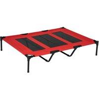 PawHut Elevated Pet Cot: Breathable Mesh Cooling Dog Bed for Indoor & Outdoor Use, X-Large 122x92x23cm, Red Aosom UK