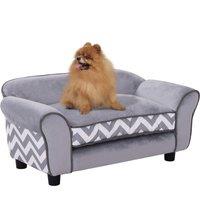 PawHut Dog Bed Sofa Velvet-Feel Pet Sofa Bed with Foam Cushion, Removable and Washable, for Medium Small Dogs, Grey Aosom UK