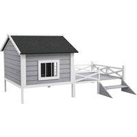 PawHut Small/Medium Dog House with Porch, Grey