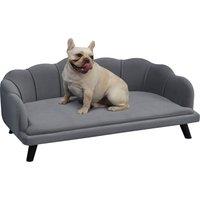 PawHut Dog Sofa for Medium Large Dogs, Shell Shaped Pet Couch Bed with Legs Cushion Washable Cover, Grey