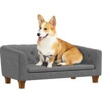 PawHut Dog Sofa Bed, Elevated Dog Couch for Small and Medium Dogs, with Soft Cushion, Removable and Washable Cover, Anti-slip Pads, Grey Aosom UK