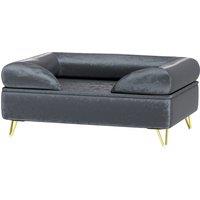 PawHut Cat Sofa Pet Couch w/ Removable Backrest, Soft Cushion, Washable Cover, for Small and Medium Sized Dogs, Grey Aosom UK