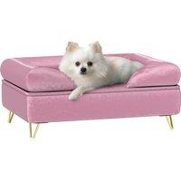 PawHut Cat Sofa Pet Couch w/ Removable Backrest, Soft Cushion, Washable Cover, for Small and Medium Sized Dogs, Pink Aosom UK