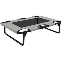 PawHut Portable Raised Dog Bed, Elevated Pet Cot with Breathable Mesh for Indoor Outdoor, for Small Medium Dogs, Light Grey