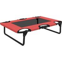 PawHut Portable Raised Dog Bed, Elevated Pet Cot with Breathable Mesh for Indoor Outdoor, for Small Medium Dogs, Red